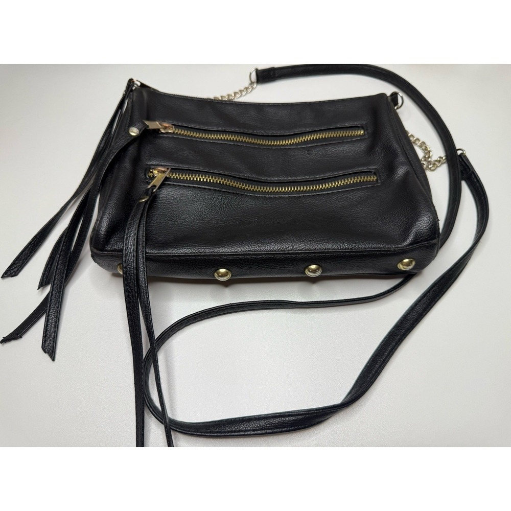 Deb & Dave L.A.‎ N.Y. Black Faux Leather Shoulder Bag Purse 7x10"